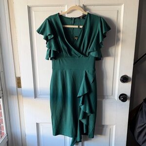 Chic Asymmetrical Green Dress